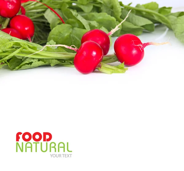 Dojrzałe Czerwone Rzodkiewki Liści Świeże Warzywa Zdrowe Odżywianie — Zdjęcie stockowe
