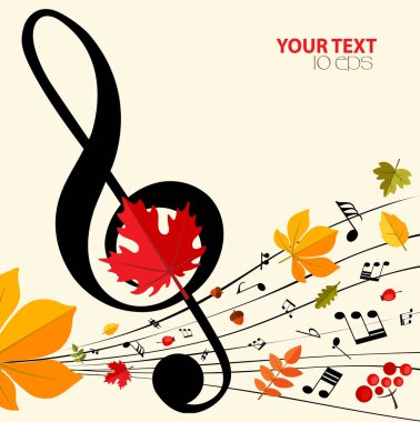 Sonbahar müzik arka plan notları ve yaprakları ile