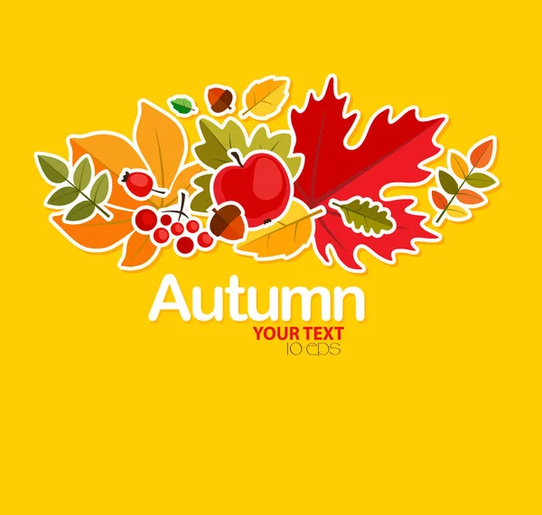 Autunno Sfondo Con Foglie — Vettoriale Stock