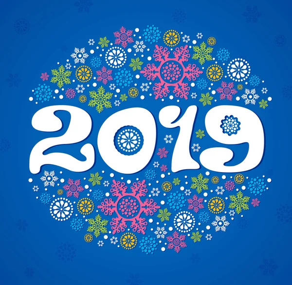 2019 Happy New Year Card Design Vector Illustration Greeting New — Stock Vector