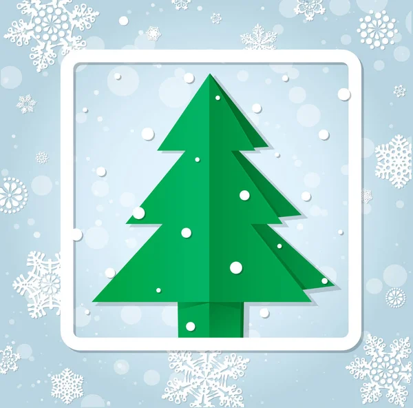 Árbol Navidad Vectorial Simple Vector Árbol Navidad Hecho Papel Origami — Vector de stock