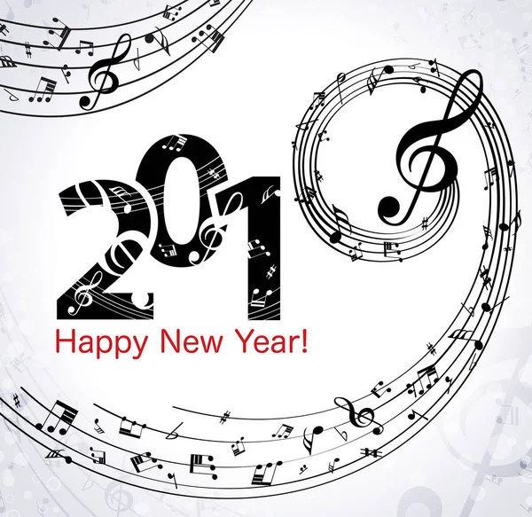 Hudební Pozadí Šťastný Nový Rok Poznámkami 2019 — Stockový vektor