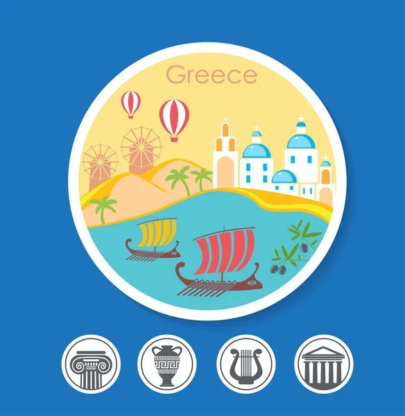 Grecia Landmark Global Travel Journey Infographic Inglés Plantilla Diseño Vectorial — Vector de stock