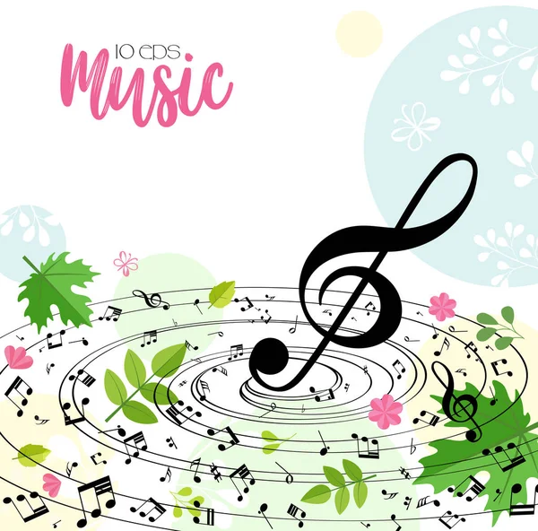 Musica Primavera Sfondo Musicale Luminoso — Vettoriale Stock