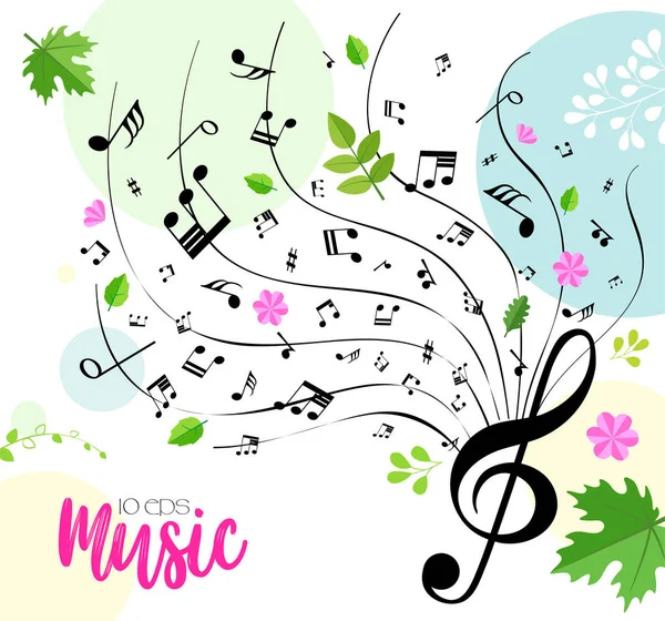 Musica Primavera Sfondo Musicale Luminoso — Vettoriale Stock