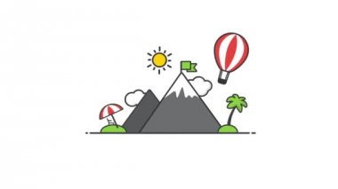 Seyahat yaz tatilleri, tatil ve rahatlatıcı için adanın animasyon. Yaz tasarımı için arka plan.  