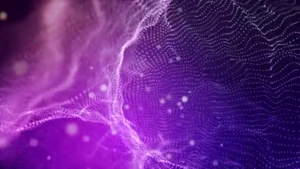 Animation Abstraite Particules Violettes Brillantes Rendant Des Particules Numériques Abstraites — Video