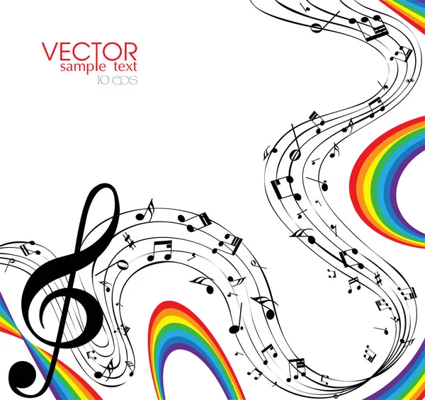 Sfondo Musicale Colorato Con Arcobaleno Note — Vettoriale Stock