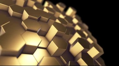 Altıgen teknoloji altın soyut desen arka plan, dalga gibi birçok temiz teknik geometrik altıgenler, optik yanılsama, bilgisayar oluşturulan 3d render arka plan