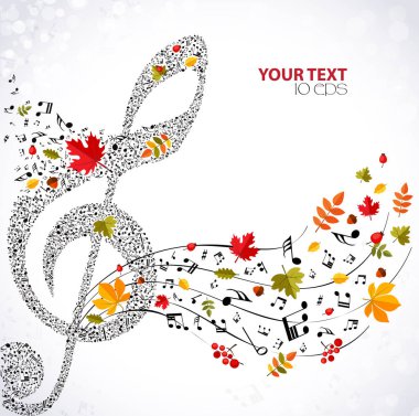 Sonbahar müzik arka plan notları ve yaprakları ile