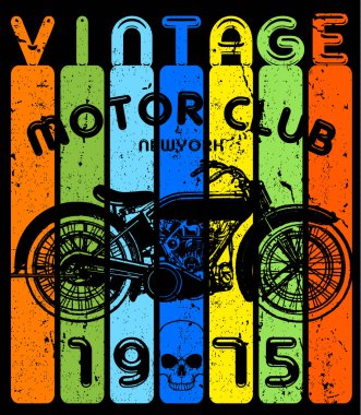 Resimde bir motosiklet T-shirt veya poster tasarımı.