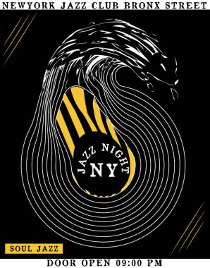 Caz kulübü müzik afiş tişört tasarımı