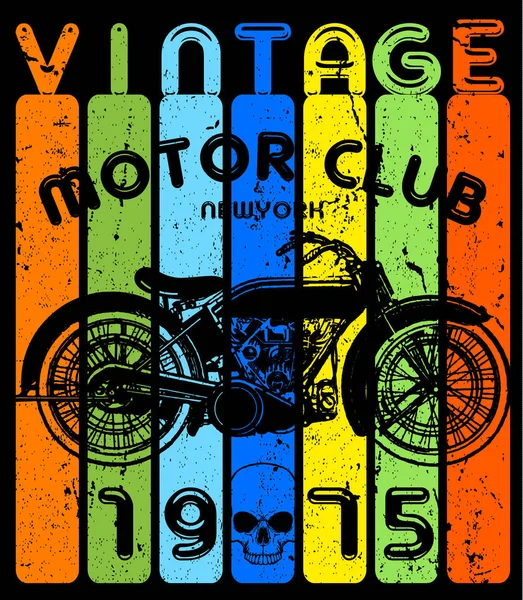 Shirt Design Cartaz Com Ilustração Uma Motocicleta — Vetor de Stock