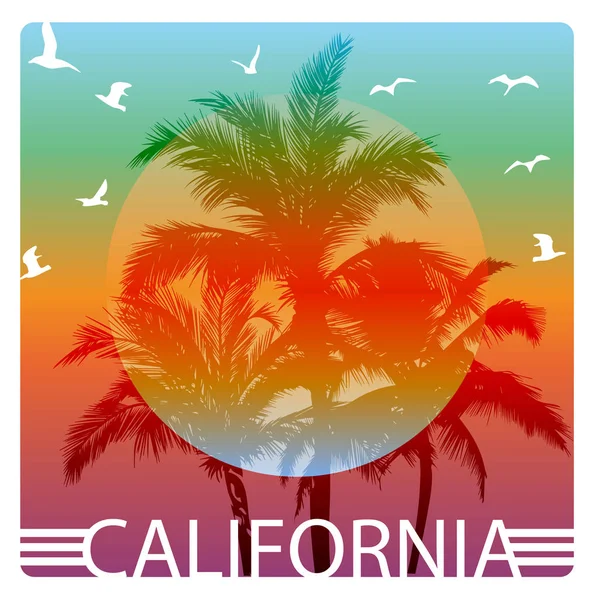 California Verano Diseño Gráfico Tee Artwork — Archivo Imágenes Vectoriales