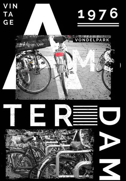 Amsterdam Posterontwerp Ontwerp Tee — Stockfoto