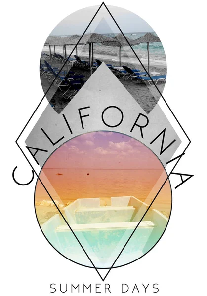 California Photo Print Illustration Typography Tee Shirt Graphics — Stock Photo, Image