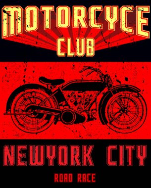 Vintage motosiklet t-shirt grafiği