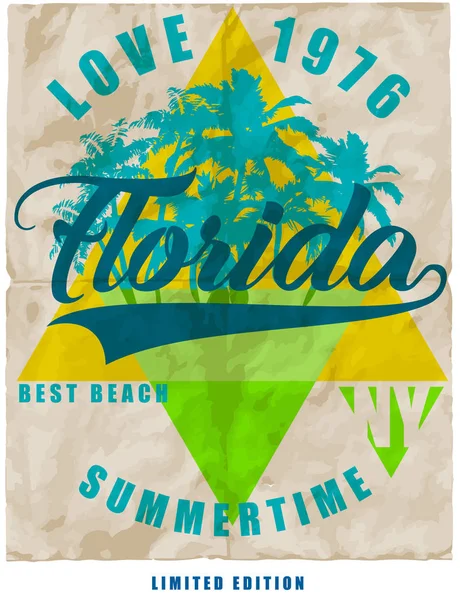 Pôr Sol Praia Tropical Florida — Vetor de Stock
