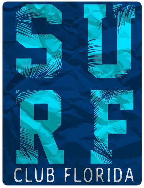 Surf Club Tee Clothing Poster Design — Stock Vector