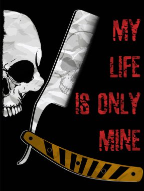 Kafatası illüstrasyon / tehlike uyarı işareti a / T-shirt grafik / serin kafatası illüstrasyon