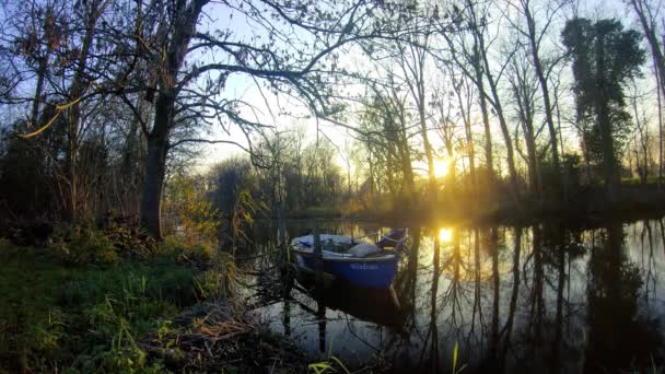 Small boat on the river — Stock Footage Small Boat River Royalty Free Stock Video