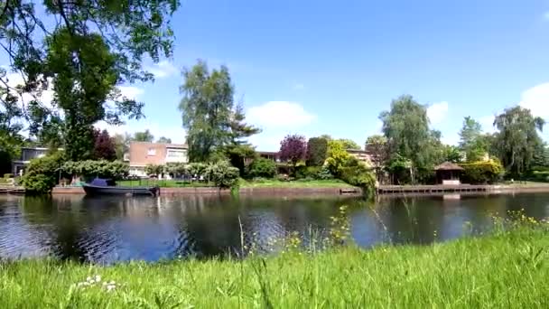 Canal View Beautiful Houses Amazing Scene — Stockvideo