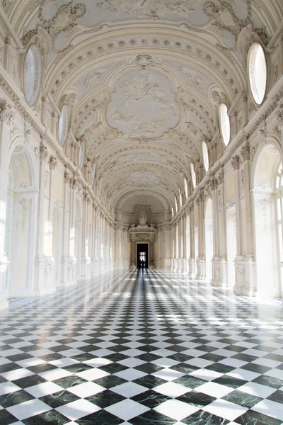 Zwarte Witte Schaken Hal Venaria Reale Turijn — Stockfoto