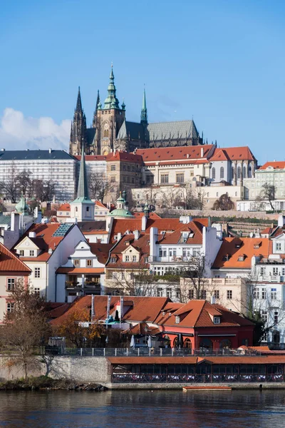 Veduta Del Fiume Moldava Del Castello Praga Una Collina Una — Foto Stock