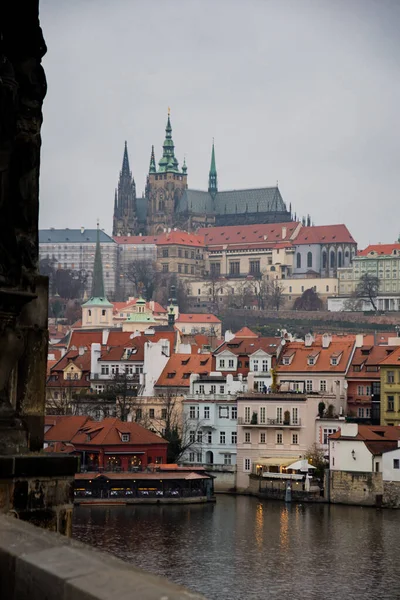 Veduta Del Fiume Moldava Del Castello Praga Una Collina Una — Foto Stock