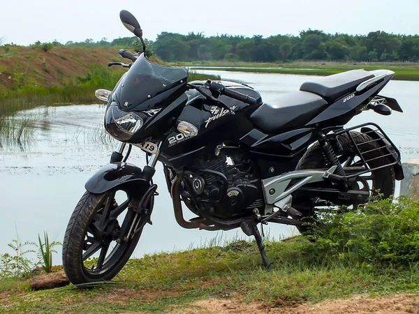 Agosto 2015 Kolkata India Una Fotografía Bajaj Pulsar Sportbike Negra —  Fotos de Stock