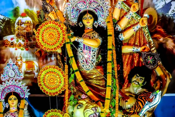 Puja Déesse Hindoue Durga Idole Créée Partir Argile — Photo