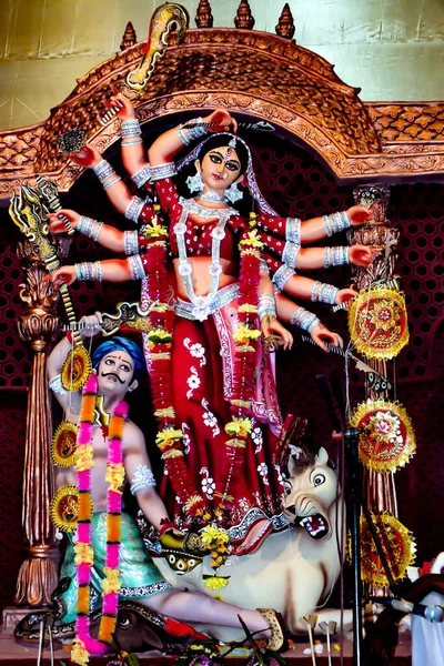 Puja Hindu Jumalatar Durga Idoli Luotu Savesta — kuvapankkivalokuva