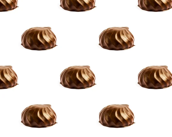 Čokoládový Marshmallow Čokoládový Brownie Bílém Talíři Vzor Marshmallow Čokoládě Kvalitní — Stock fotografie
