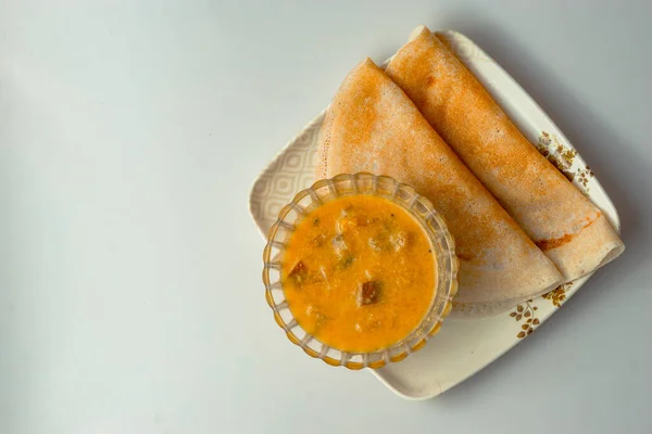 Dosa Especial Del Sur India Curry Para Desayuno Saludable Delicioso —  Fotos de Stock