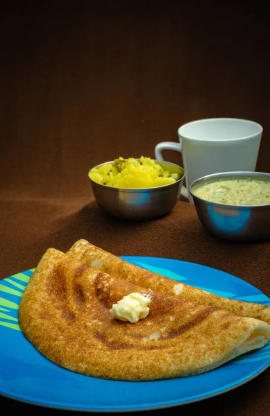 Ινδική Ειδική Dosa Βούτυρο Για Ένα Υγιεινό Σπιτικό Πρωινό — Φωτογραφία Αρχείου
