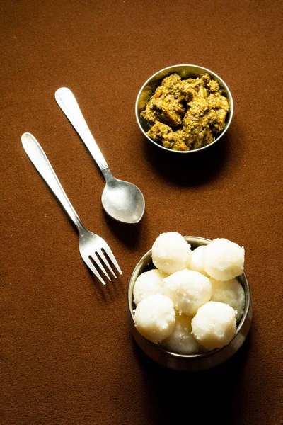 Albóndigas Arroz Saludables Sabrosas Pollo Curry Para Desayuno Almuerzo — Foto de Stock