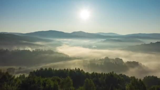 Včasné Záběry Pomocí Drone Přes Kopce Jižním Polsku Hyperlapse — Stock video