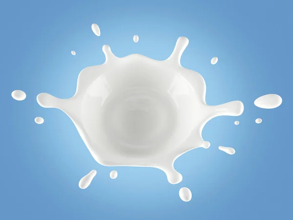 Süt Yakın Çekim Mavi Bir Arka Plan Üzerinde Sıçrama Yukarıdan — Stok fotoğraf