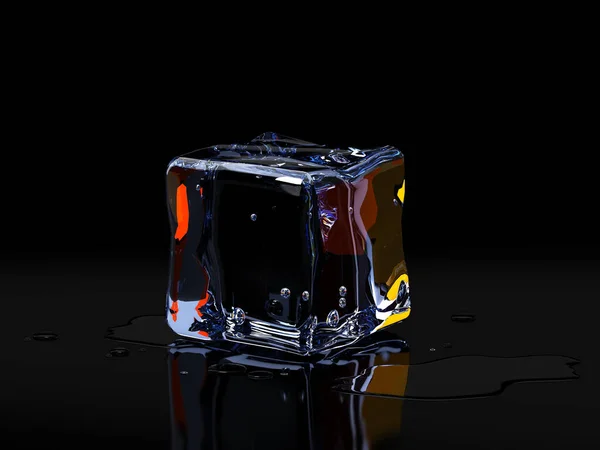 Cubi Ghiaccio Sfondo Nero Illustrazione — Foto Stock