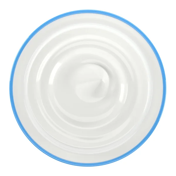 Ekşi Krema Yoğurt Mayonez Mavi Kase Üstten Görünüm Beyaz Arka — Stok fotoğraf