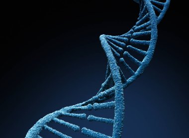 DNA molekülü. Koyu arka plan üzerinde izole. 3D çizim