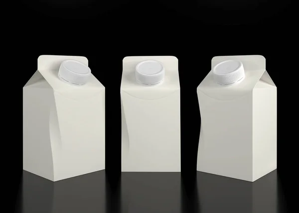 空箱は ミルクとジュース暗い背景に 500 をパッケージ化します イラストレーション — ストック写真