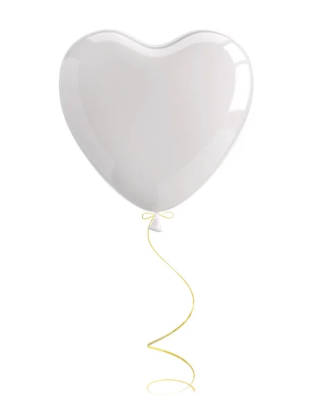 Balónek ve tvaru srdce bílé — Stock fotografie