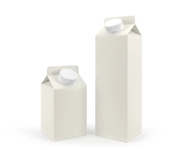 別のボリュームの牛乳の包装 白い背景上に分離 イラストレーション — ストック写真