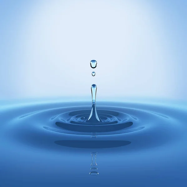 水のスプラッシュ ドロップは 水の表面に落ちる Illustratio — ストック写真