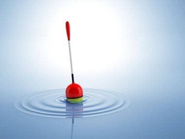 Fishing float on the water. 3D illustration clipart