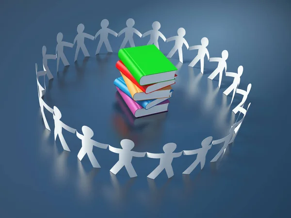 Teamwork Pictogram People with Books - High Quality 3D Rendering