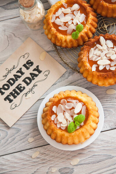 Gluten Free Mini Cakes Made Ricotta Almond Flour Apricot Marmalade — Stock Photo, Image