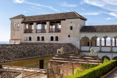 19 Ağustos 2025, Generalife Palace, El-Endülüs 'teki Granada Emirliği' nin Nasrid yöneticilerine ait bir yazlık saray ve ülke mülküydü. Granada, İspanya 'daki Alhambra Sarayı.
