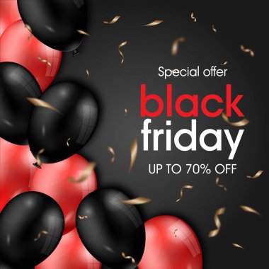 Balonlu siyah cuma indirim kartı.